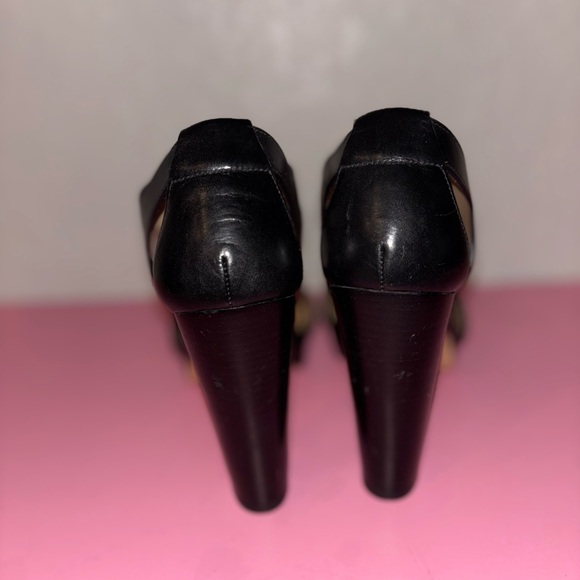 Michael Kors Berkley T Strap Platform Leather Heels with Gold Accents - Picture 8 of 10